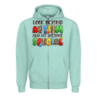 Seafoam look beyond autism and see someone special Zipper Hoodie - JahusDesignShop
