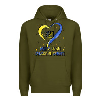 Army Green world down syndrome symbol Premium Hoodie - Artiststas