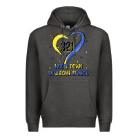 Charcoal Heather world down syndrome symbol Premium Hoodie - Artiststas