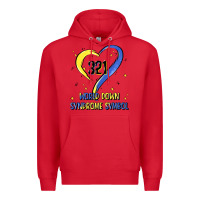 Red world down syndrome symbol Premium Hoodie - Artiststas