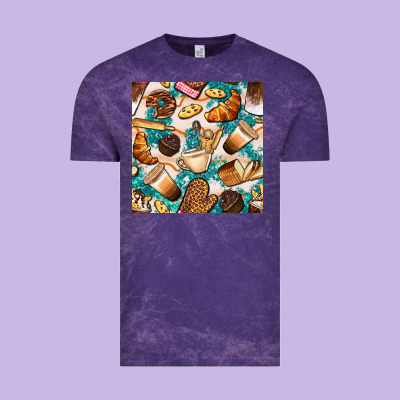 Bakery Coffee Cups Cookie And Donut With Turquoise Glitter Seamless Pa Vintage Tee Designed By Bundleandbundleshop