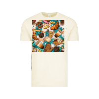 Vintage Arctic bakery coffee cups cookie and donut with turquoise glitter seamless pa Vintage Tee - BundleAndBundleShop