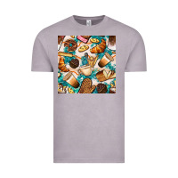 Vintage Zinc bakery coffee cups cookie and donut with turquoise glitter seamless pa Vintage Tee - BundleAndBundleShop