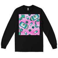 Black Western Medicine Seamless Pattern Long Sleeve Tee - BundleAndBundleShop
