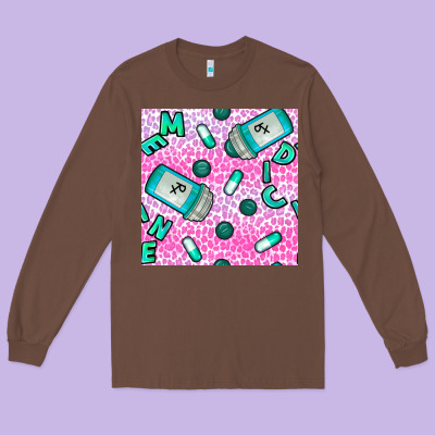 Western Medicine Seamless Pattern Long Sleeve Tee Designed By Bundleandbundleshop