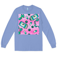 Colony Blue Western Medicine Seamless Pattern Long Sleeve Tee - BundleAndBundleShop