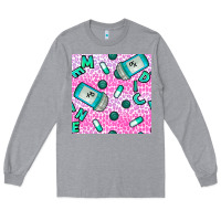 Heather Grey Western Medicine Seamless Pattern Long Sleeve Tee - BundleAndBundleShop