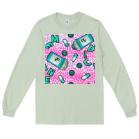 Matcha Western Medicine Seamless Pattern Long Sleeve Tee - BundleAndBundleShop