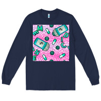 Navy Western Medicine Seamless Pattern Long Sleeve Tee - BundleAndBundleShop