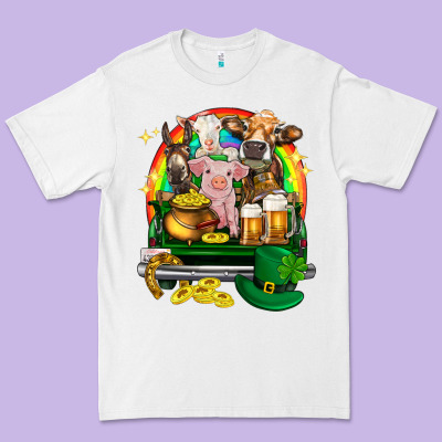 St. Patrick's Day Farm Animals On Truck Premium Tee Designed By Howdyjamesfarm