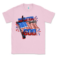 Bubblegum Pink One nation under god 4th of july Classic Tee - CowGirlArtShop