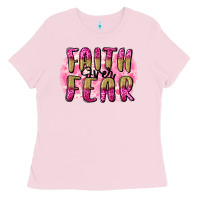 Bubblegum Pink Faith over fear  Breast Cancer Awareness Ladies Tee - FaDigitalArtStudio