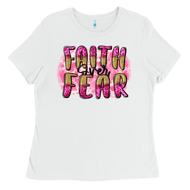 Faith Over Fear  Breast Cancer Awareness Ladies Tee by FaDigitalArtStudio | Teevron