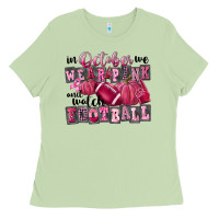 Matcha in october we wear pink and watch football Ladies Tee - FaDigitalArtStudio