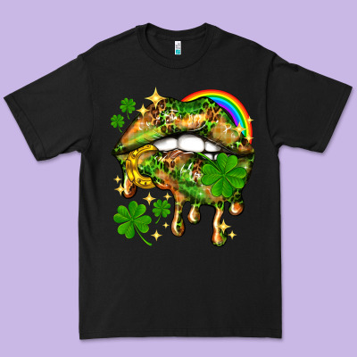 St. Patrick's Day Lips Premium Tee Designed By Howdyjamesfarm
