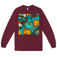 Burgundy autumn leaves seamless pattern Long Sleeve Tee - BundleAndBundleShop