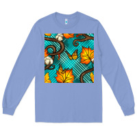Colony Blue autumn leaves seamless pattern Long Sleeve Tee - BundleAndBundleShop