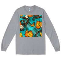 Heather Grey autumn leaves seamless pattern Long Sleeve Tee - BundleAndBundleShop