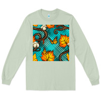 Matcha autumn leaves seamless pattern Long Sleeve Tee - BundleAndBundleShop