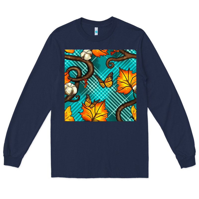 Autumn Leaves Seamless Pattern Long Sleeve Tee by BundleAndBundleShop | Teevron