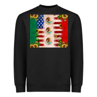 American Flag Mexico Flag Sunflower Cactus Heavyweight Sweatshirt | Teevron