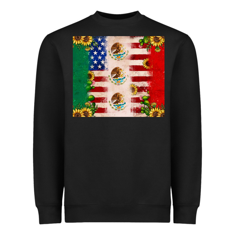 American Flag Mexico Flag Sunflower Cactus Heavyweight Sweatshirt by JahusDesignShop | Teevron