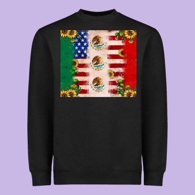 American Flag Mexico Flag Sunflower Cactus Heavyweight Sweatshirt Designed By Jahusdesignshop