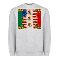 Heather Grey American flag mexico flag sunflower cactus Heavyweight Sweatshirt - JahusDesignShop