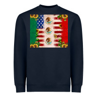 Navy American flag mexico flag sunflower cactus Heavyweight Sweatshirt - JahusDesignShop