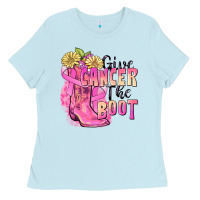 Baby Blue give cancer the boot Ladies Tee - FaDigitalArtStudio