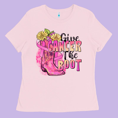Give Cancer The Boot Ladies Tee Designed By Fadigitalartstudio