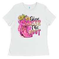 White give cancer the boot Ladies Tee - FaDigitalArtStudio