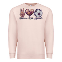 Pale Pink peace love soccer Premium Sweatshirt - JahusDesignShop