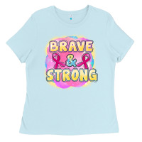 Baby Blue brave and strong cancer Ladies Tee - FaDigitalArtStudio