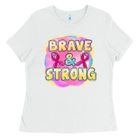 White brave and strong cancer Ladies Tee - FaDigitalArtStudio