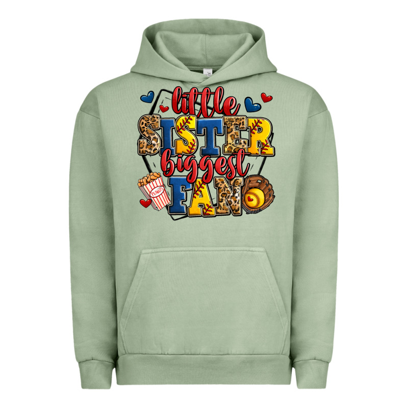 Little Sister Biggest Fan Softball Urban Hoodie by Jasminsmagicworld | Teevron