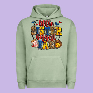 Little Sister Biggest Fan Softball Urban Hoodie Designed By Jasminsmagicworld