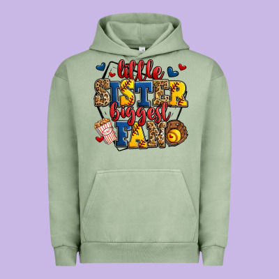 Little Sister Biggest Fan Softball Urban Hoodie Designed By Jasminsmagicworld