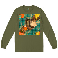 Army Green fall boot seamless pattern Long Sleeve Tee - BundleAndBundleShop