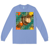 Colony Blue fall boot seamless pattern Long Sleeve Tee - BundleAndBundleShop