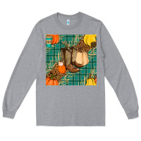 Heather Grey fall boot seamless pattern Long Sleeve Tee - BundleAndBundleShop