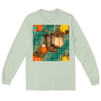 Matcha fall boot seamless pattern Long Sleeve Tee - BundleAndBundleShop