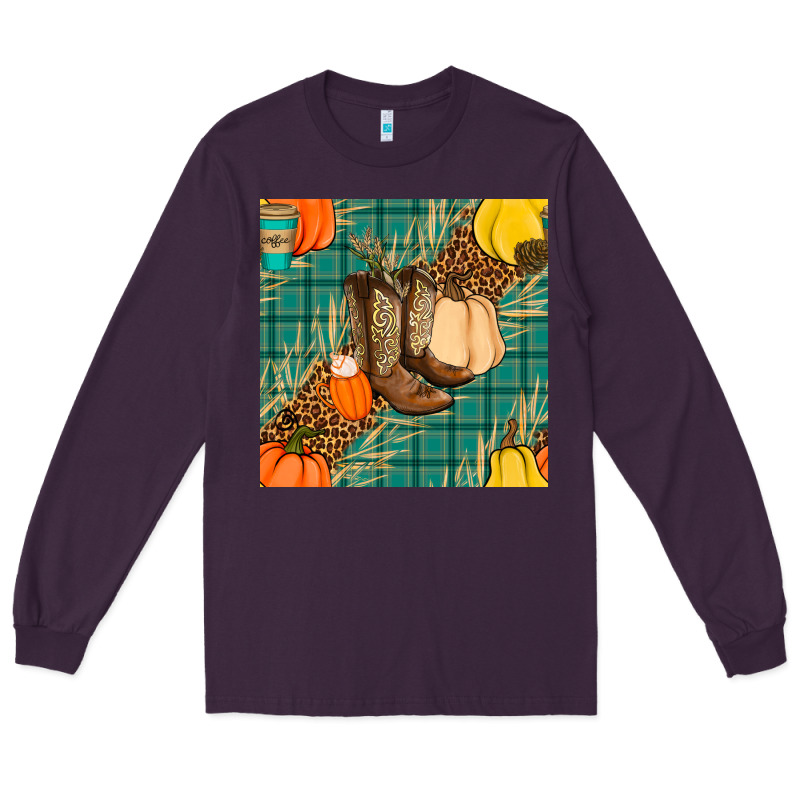 Fall Boot Seamless Pattern Long Sleeve Tee by BundleAndBundleShop | Teevron