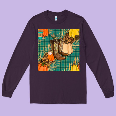Fall Boot Seamless Pattern Long Sleeve Tee Designed By Bundleandbundleshop