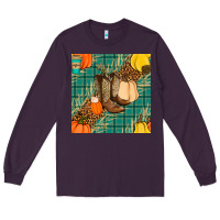 Plum fall boot seamless pattern Long Sleeve Tee - BundleAndBundleShop