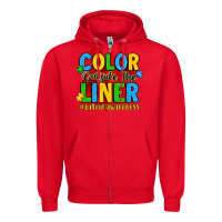 Red color outside the liner autism awareness Zipper Hoodie - JahusDesignShop