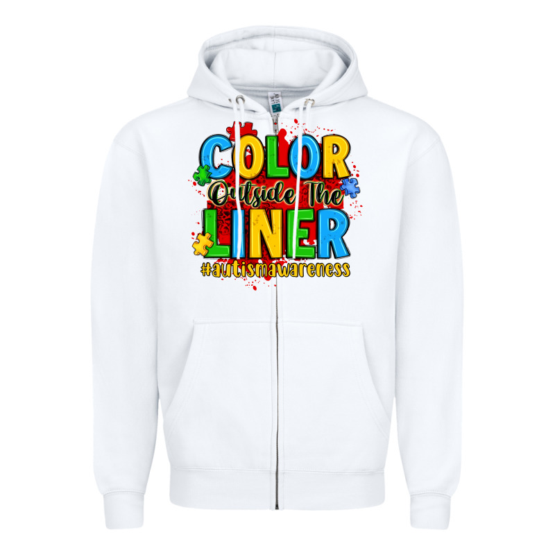 Color Outside The Liner Autism Awareness Zipper Hoodie by JahusDesignShop | Teevron