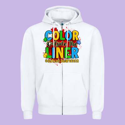 Color Outside The Liner Autism Awareness Zipper Hoodie Designed By Jahusdesignshop