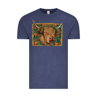 Vintage Denim highland cow fall Vintage Tee - RanaPortraitStore