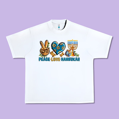 Peace Love Hannukah Urban Heavy Tee Designed By Bundleandbundleshop